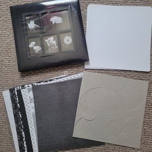 NEW Black And White 12in x 12in Fabric Scrapbook With Pages